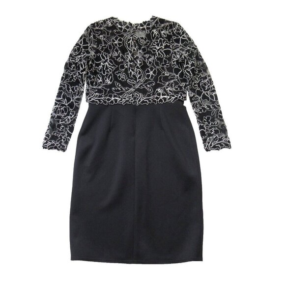 NWT Tadashi Shoji Darya in Black White Embroidered Shrug Sheath Dress 6 - Picture 9 of 10